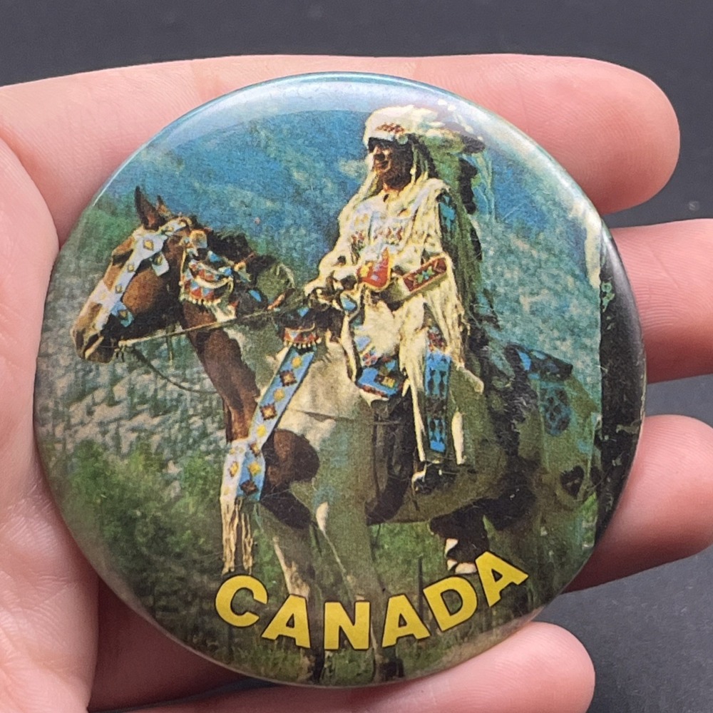 Canada Indigenous Man On Horse Button Pin‎